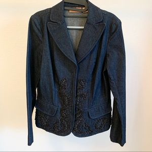 Beaded, Embroidered Jean Jacket Blazer